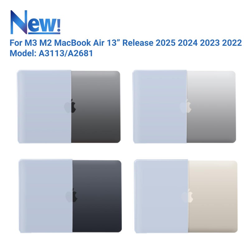 آي بينزر IBenzer متوافق مع 2025 2024 2023 2022 MacBook Air 13 بوصة حافظة M4 A3240 M3 A3113 M2 A2681 حافظة صلبة وغطاء لوحة مفاتيح وشاشة فيلم ونوع C لجهاز Mac Air 13.6 Sierra Blue AT13-KK-SIBL+2TC - Image 4